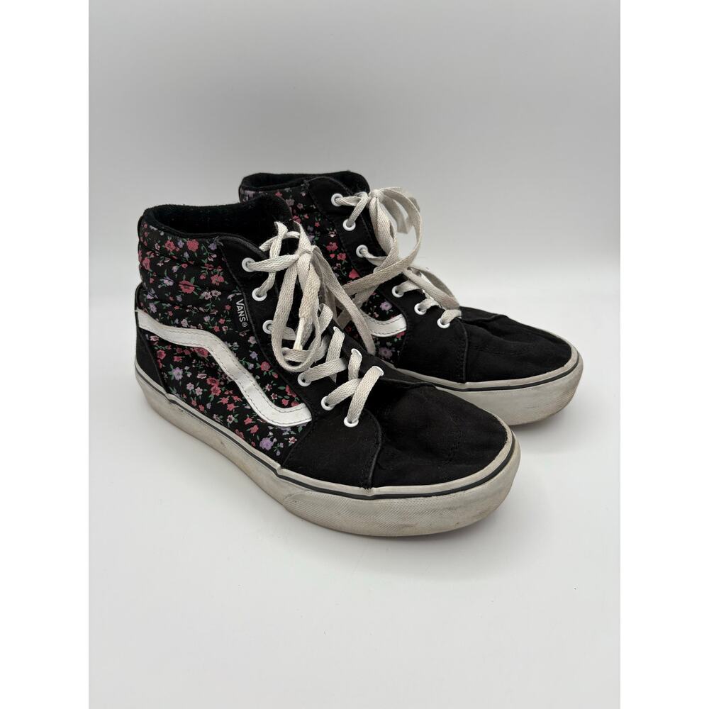 Vans High Top Skate Shoes Sneakers Pink Black Floral Size 6